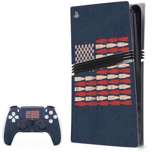 Blue Bullet American Flag PS5 Pro Bundle Skin