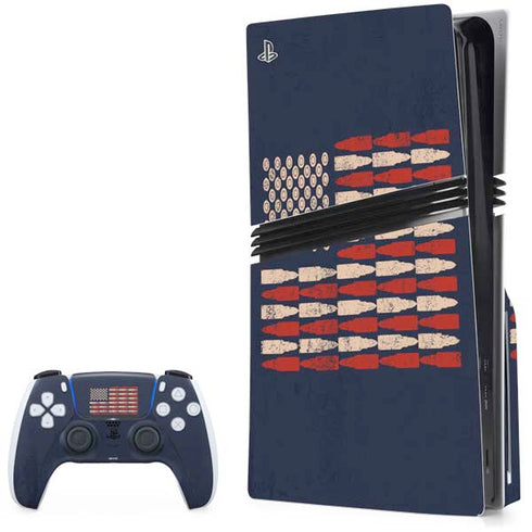 Blue Bullet American Flag PS5 Pro Disk Bundle Skin