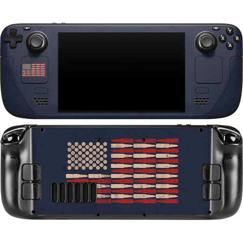 Blue Bullet American Flag Steam Deck Handheld Gaming Computer OLED Skin