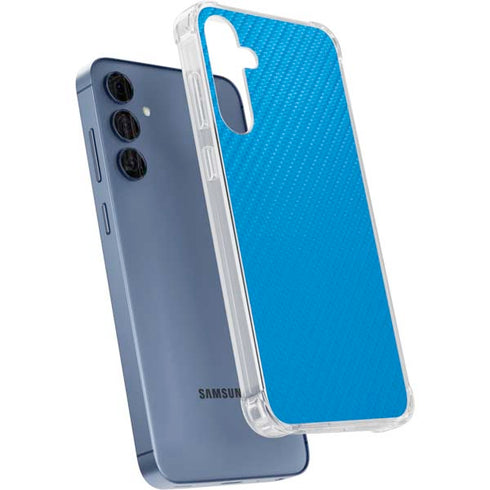 Blue Carbon Fiber Specialty Texture Material Galaxy A55 5G Clear Case