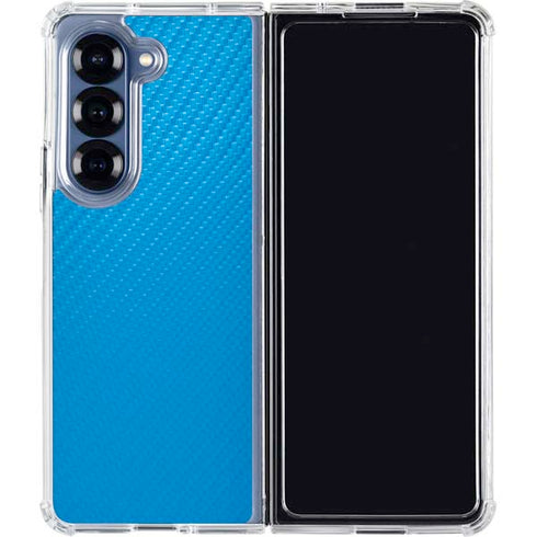 Blue Carbon Fiber Specialty Texture Material Galaxy Z Fold6 Clear Case