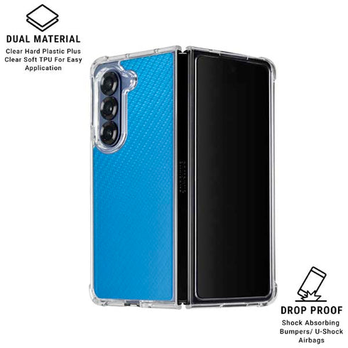 Blue Carbon Fiber Specialty Texture Material Galaxy Z Fold6 Clear Case