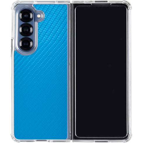Blue Carbon Fiber Specialty Texture Material Galaxy Z Fold7 Clear Case