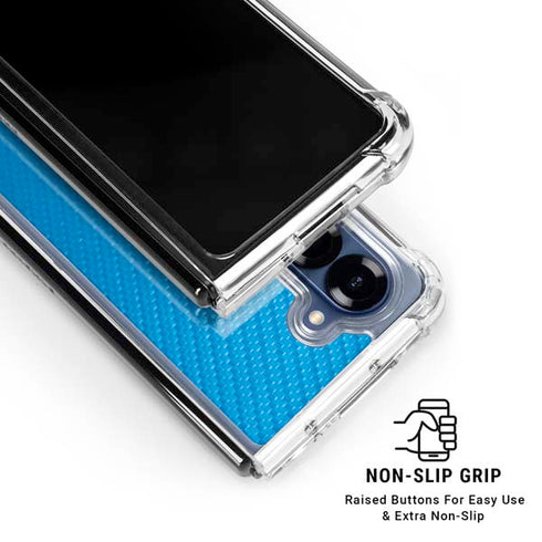 Blue Carbon Fiber Specialty Texture Material Galaxy Z Fold7 Clear Case