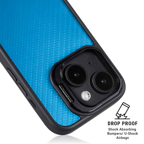 Blue Carbon Fiber Specialty Texture Material iPhone 14 Plus Kickstand Case