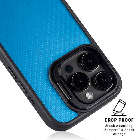 Blue Carbon Fiber Specialty Texture Material iPhone 14 Pro Kickstand Case