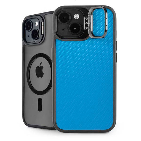 Blue Carbon Fiber Specialty Texture Material iPhone 15 Plus Kickstand Case