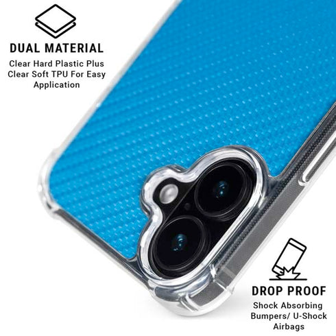 Blue Carbon Fiber Specialty Texture Material iPhone 16 Plus Clear Case