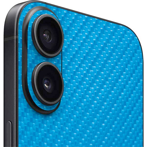 Blue Carbon Fiber Specialty Texture Material iPhone 16 Plus Skin