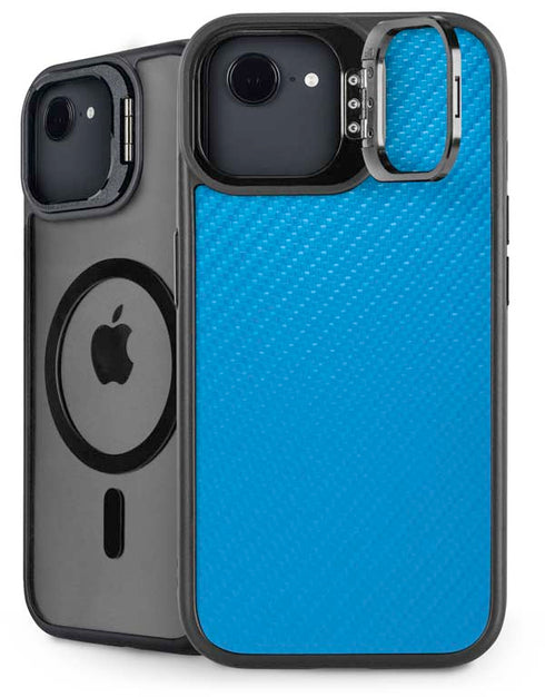 Blue Carbon Fiber Specialty Texture Material iPhone 16e Kickstand Case