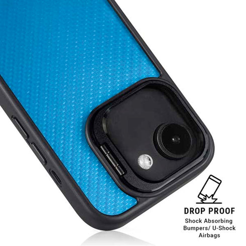 Blue Carbon Fiber Specialty Texture Material iPhone 16e Kickstand Case