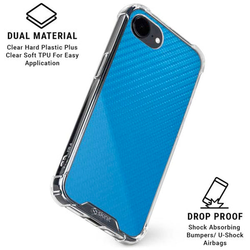 Blue Carbon Fiber Specialty Texture Material iPhone 16e Clear Case