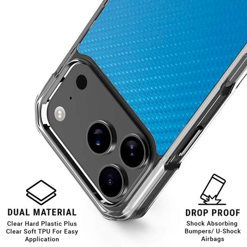 Blue Carbon Fiber Specialty Texture Material iPhone 17 Pro Clear Case