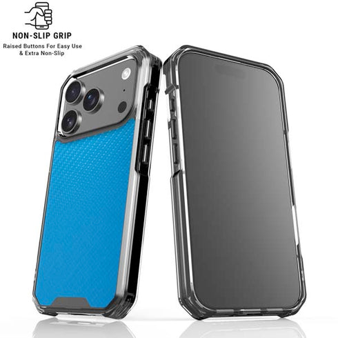 Blue Carbon Fiber Specialty Texture Material iPhone 18 Pro Clear Case