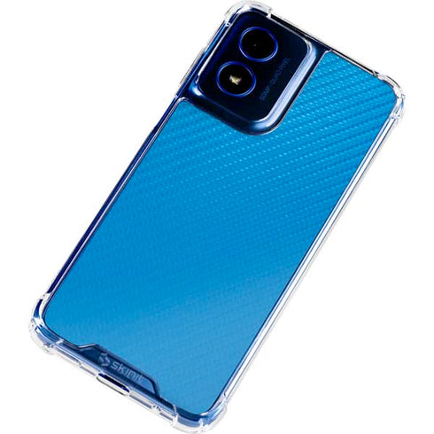 Blue Carbon Fiber Specialty Texture Material Moto G Play 4G (2024) Clear Case