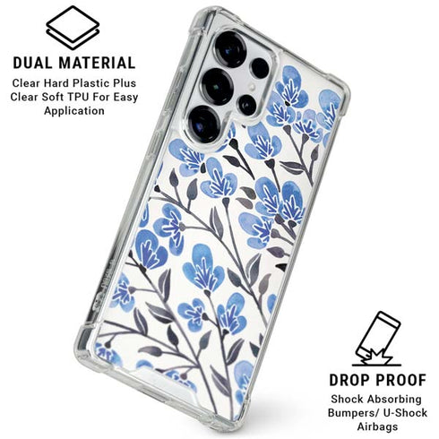 Blue Cherry Blossoms by Cat Coq Galaxy S25 Ultra Clear Case