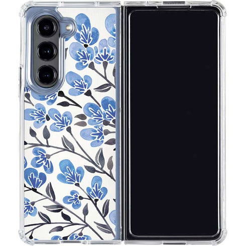 Blue Cherry Blossoms by Cat Coq Galaxy Z Fold5 5G Clear Case