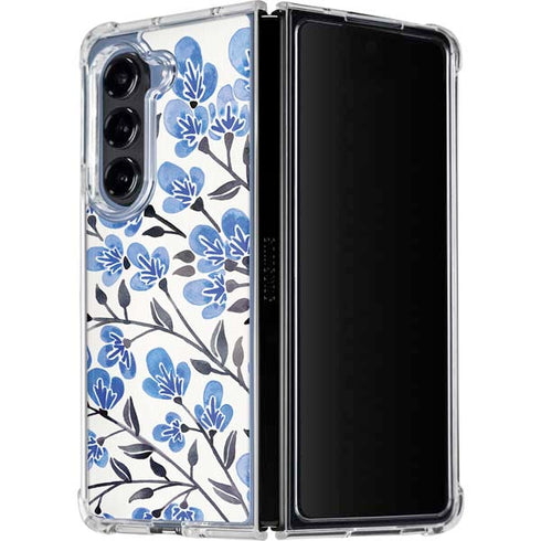 Blue Cherry Blossoms by Cat Coq Galaxy Z Fold5 5G Clear Case