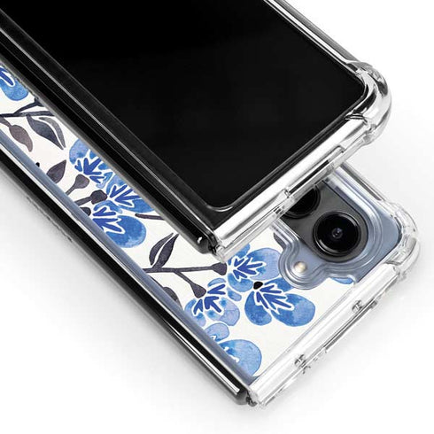 Blue Cherry Blossoms by Cat Coq Galaxy Z Fold5 5G Clear Case