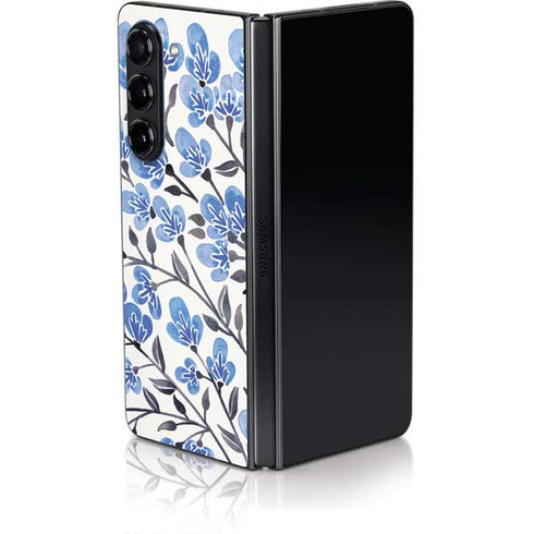 Blue Cherry Blossoms by Cat Coq Galaxy Z Fold5 5G Skin