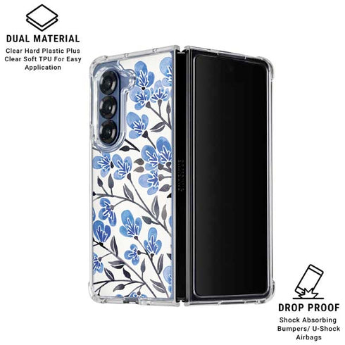 Blue Cherry Blossoms by Cat Coq Galaxy Z Fold6 Clear Case