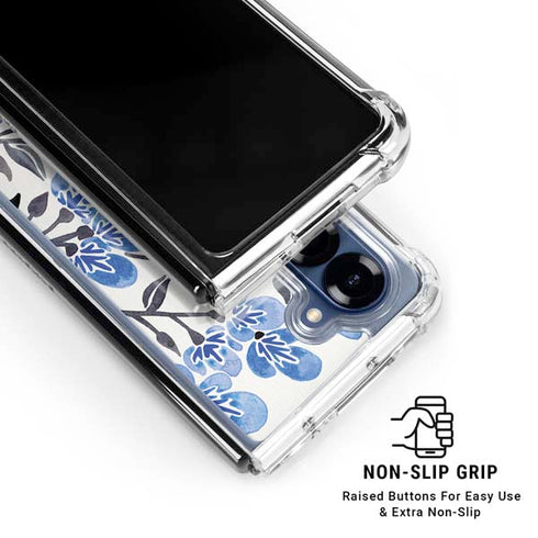 Blue Cherry Blossoms by Cat Coq Galaxy Z Fold6 Clear Case