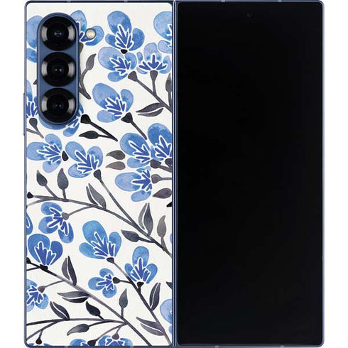 Blue Cherry Blossoms by Cat Coq Galaxy Z Fold6 Skin
