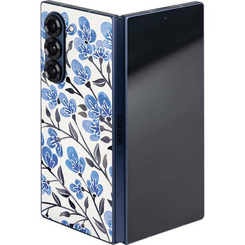 Blue Cherry Blossoms by Cat Coq Galaxy Z Fold6 Skin