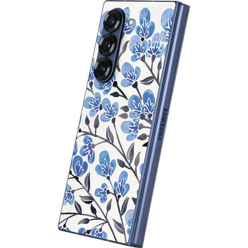 Blue Cherry Blossoms by Cat Coq Galaxy Z Fold6 Skin