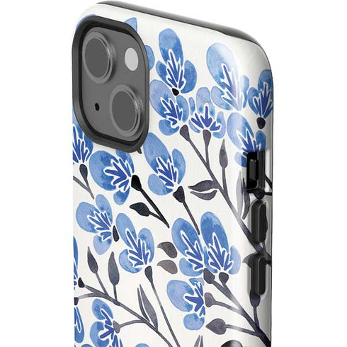 Blue Cherry Blossoms by Cat Coq iPhone 15 Impact Case