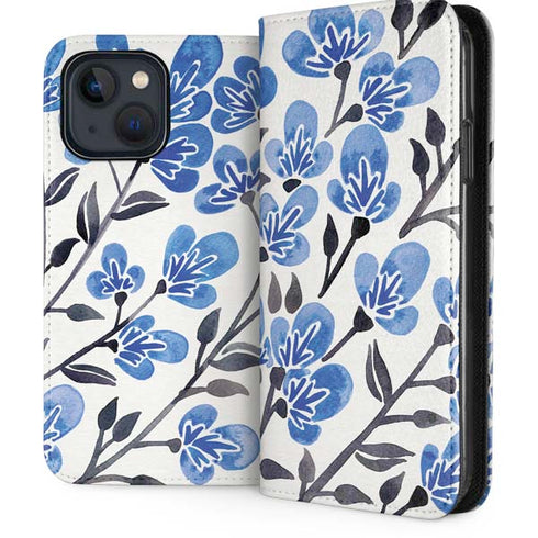 Blue Cherry Blossoms by Cat Coq iPhone 15 Plus Folio Case