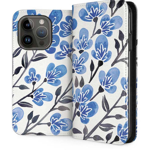 Blue Cherry Blossoms by Cat Coq iPhone 15 Pro Folio Case