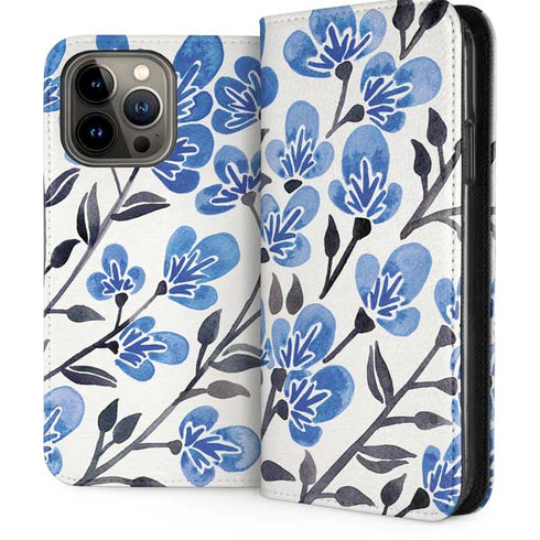 Blue Cherry Blossoms by Cat Coq iPhone 15 Pro Max Folio Case
