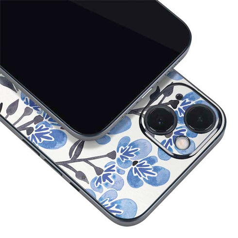 Blue Cherry Blossoms by Cat Coq iPhone 15 Skin