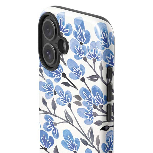 Blue Cherry Blossoms by Cat Coq iPhone 16 Plus Impact Case