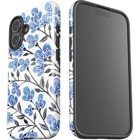 Blue Cherry Blossoms by Cat Coq iPhone 16 Plus Impact Case