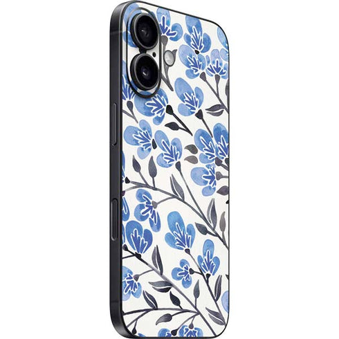 Blue Cherry Blossoms by Cat Coq iPhone 16 Skin