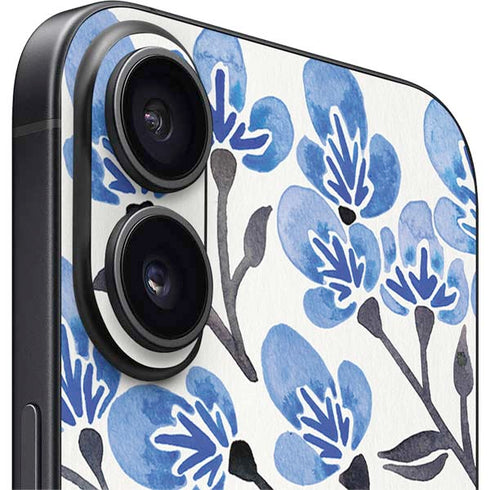 Blue Cherry Blossoms by Cat Coq iPhone 16 Skin