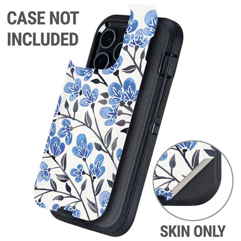 Blue Cherry Blossoms by Cat Coq Otterbox Defender iPhone Skin