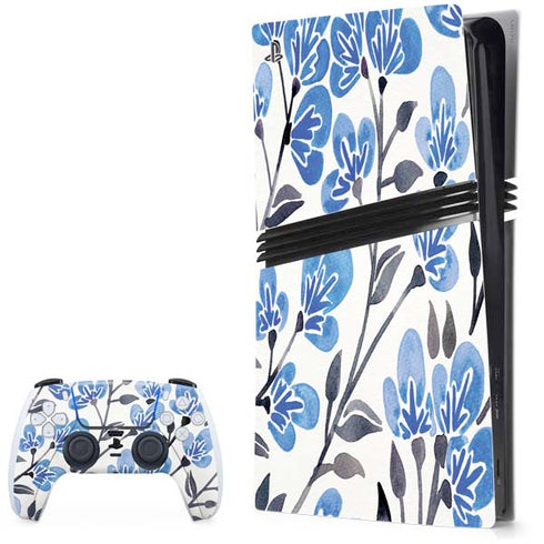 Blue Cherry Blossoms by Cat Coq PS5 Pro Bundle Skin