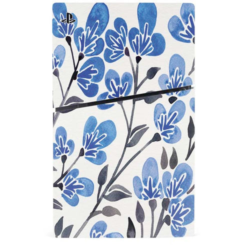 Blue Cherry Blossoms by Cat Coq PS5 Slim Digital Edition Console Skin