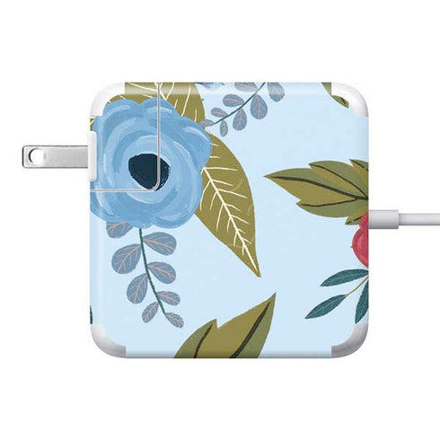 Blue Fall Flowers 85W Power Adapter (15 and 17 inch MacBook Pro Charger) Skin