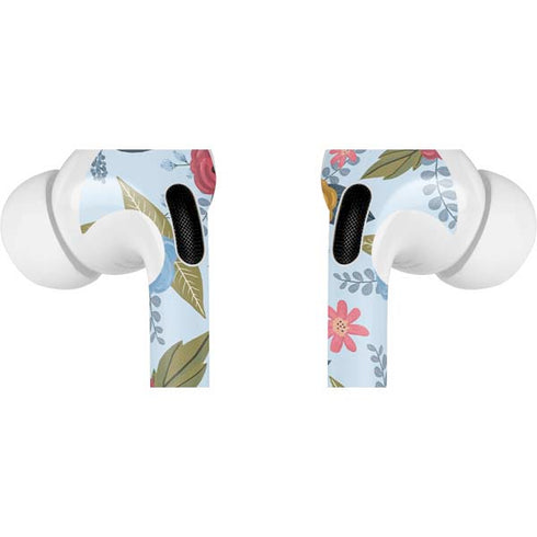 Blue Fall Flowers AirPods Skins