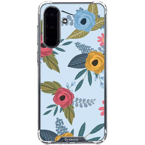Blue Fall Flowers Galaxy A36 5G Clear Case