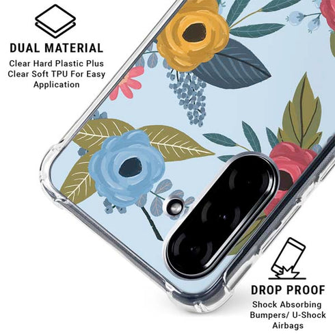 Blue Fall Flowers Galaxy A36 5G Clear Case