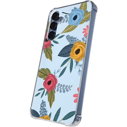 Blue Fall Flowers Galaxy A55 5G Clear Case