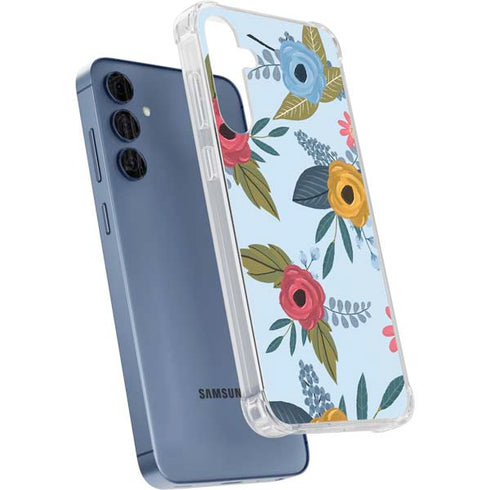 Blue Fall Flowers Galaxy A55 5G Clear Case