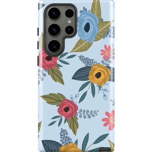Blue Fall Flowers Galaxy S23 Ultra Pro Case