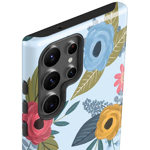 Blue Fall Flowers Galaxy S23 Ultra Pro Case