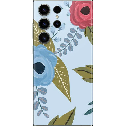 Blue Fall Flowers Galaxy Skins